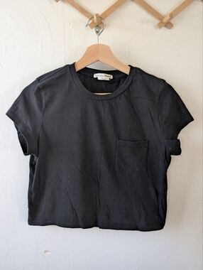 Reformation Jeans Black Cropped Pocket Tee